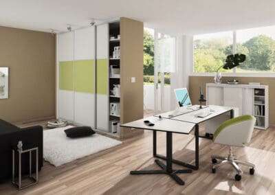 Home office concept with sliding doors