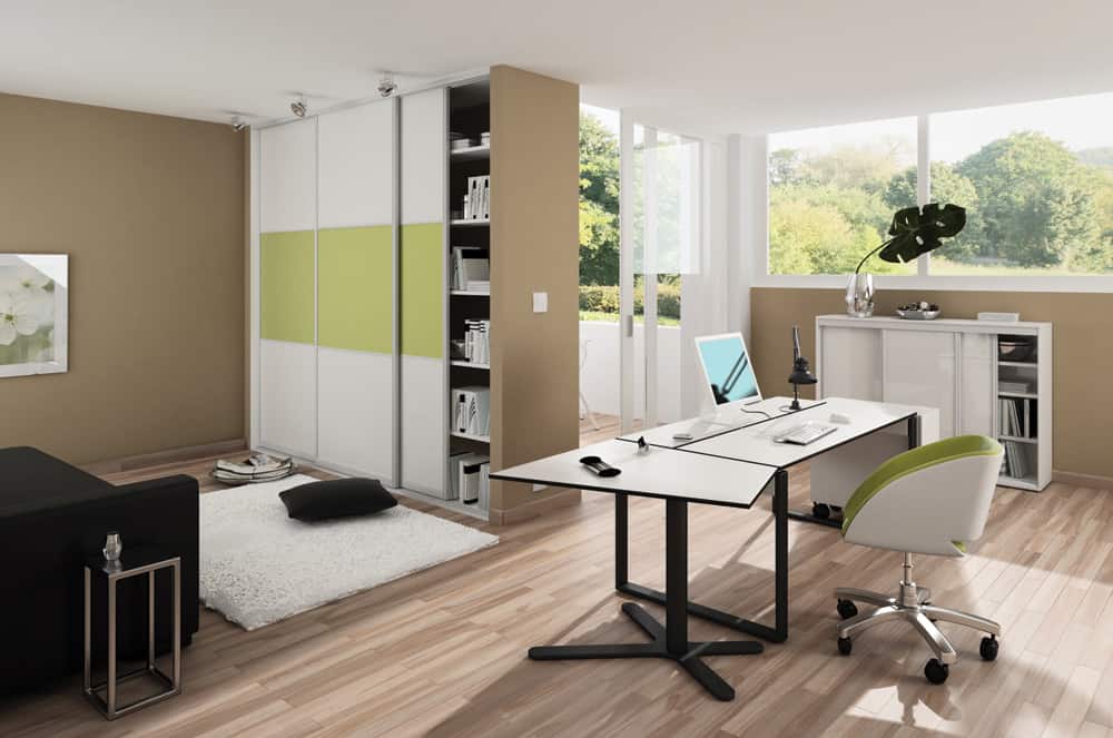 Home office concept with sliding doors