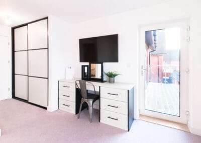 Room Interior with Wardrobe, TV, Table and Chair